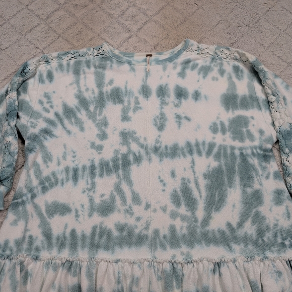 Free People Dress Womens S White Green Jade Tie Dye Aurora Sweatshirt Chic Boho - Picture 3 of 10